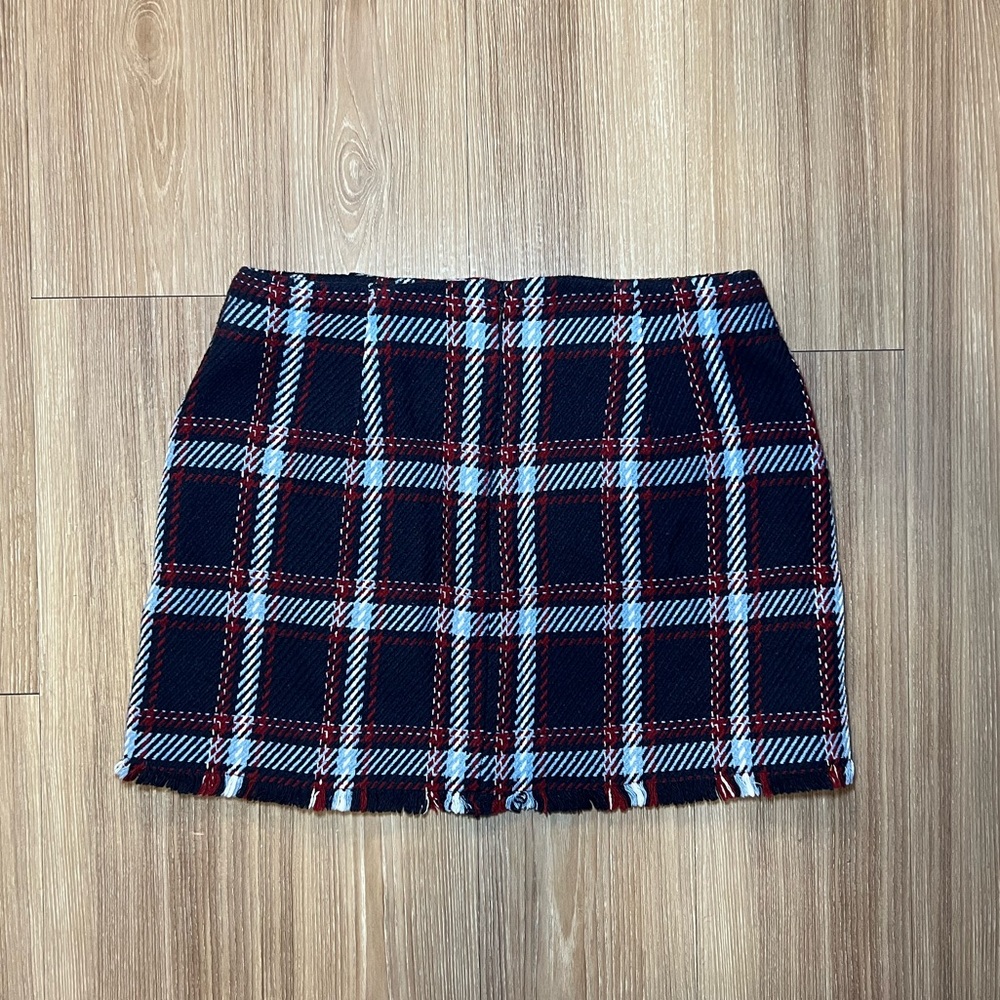 Plaid Navy Blue and Red Mini Skirt Size M - Picture 8 of 11